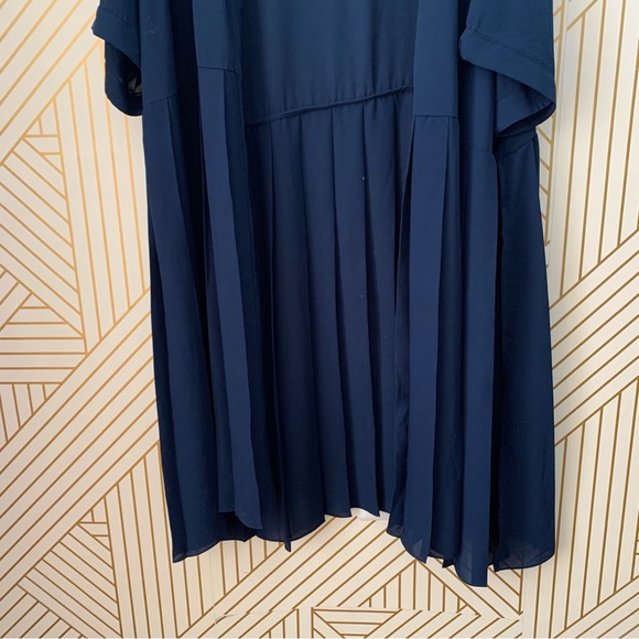 ModCloth Fervor Chiffon pleated duster jacket navy blue side slits kimono 4X - Picture 5 of 11